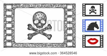 Mesh Stolen Movie Polygonal Web 2d Vector Illustration. Model Is Based On Stolen Movie Flat Icon. Tr