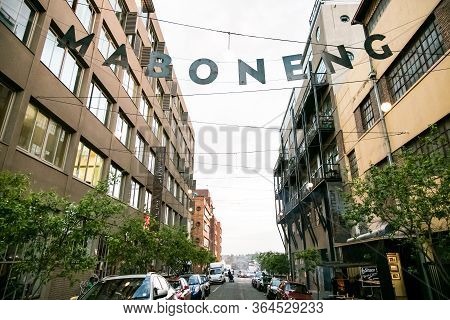 Hanging Street Signage At Moboneng Precinct In Johannesburg Central Business District