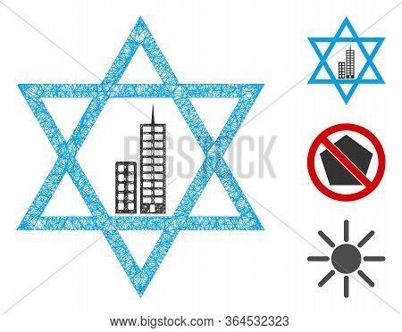 Mesh Jerusalem Star Polygonal Web Icon Vector Illustration. Carcass Model Is Created From Jerusalem 