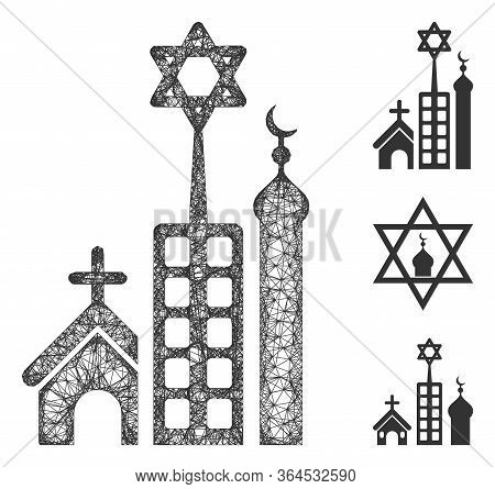 Mesh Jerusalem City Polygonal Web Symbol Vector Illustration. Model Is Based On Jerusalem City Flat 
