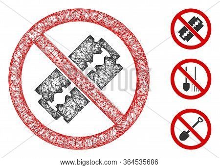 Mesh No Razor Blade Polygonal Web Symbol Vector Illustration. Carcass Model Is Based On No Razor Bla