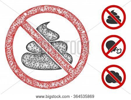 Mesh No Shit Polygonal Web Icon Vector Illustration. Abstraction Is Based On No Shit Flat Icon. Tria
