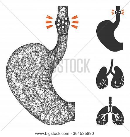 Mesh Esophageal Cancer Polygonal Web Icon Vector Illustration. Carcass Model Is Created From Esophag