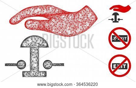 Mesh Emergency Stop Polygonal Web Icon Vector Illustration. Model Is Based On Emergency Stop Flat Ic