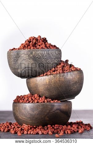 Bixa Orellana - Achiote Organic Seeds In Wooden Bowls