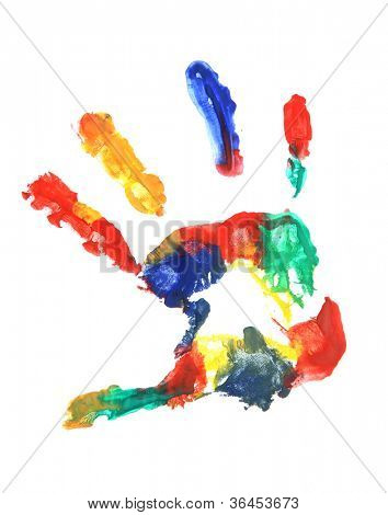 สีมือพิมพ์ แยกบนพื้นสีขาว