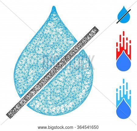 Mesh No Water Drop Polygonal Web Icon Vector Illustration. Abstraction Is Based On No Water Drop Fla