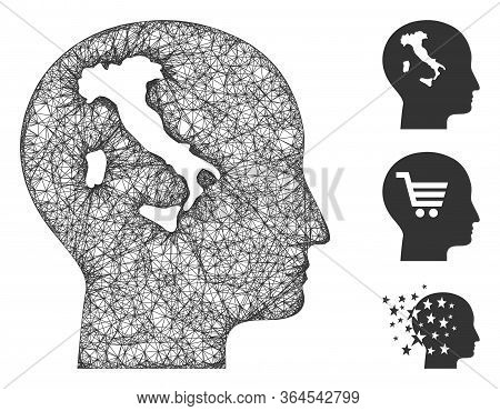 Mesh Italian Thinking Polygonal Web 2d Vector Illustration. Carcass Model Is Based On Italian Thinki