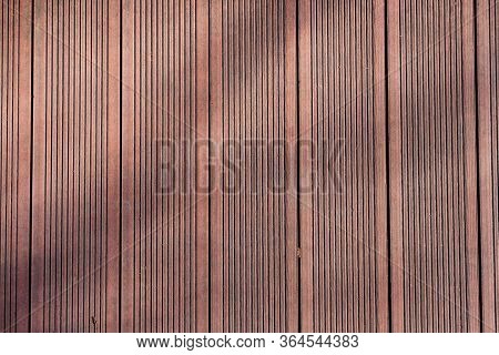 Old Exterior Wooden Decking Or Flooring On The Terrace, Bangkirai Texture.