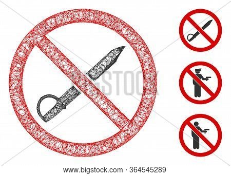 Mesh No Cold Weapon Polygonal Web Icon Vector Illustration. Carcass Model Is Created From No Cold We