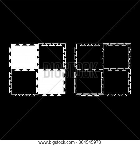 Puzzle Sport Mat With Foam Play Concept Tatami Icon Outline Set White Color Vector Illustration Flat