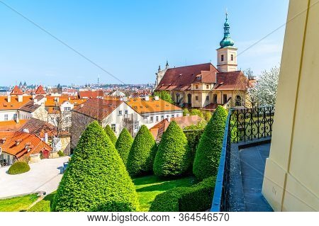 Church Of The Virgin Mary Victorious. View From Vrtbovska Baroque Garden, Prague, Czech Republic