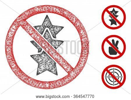 Mesh No Rating Stars Polygonal Web Icon Vector Illustration. Carcass Model Is Based On No Rating Sta