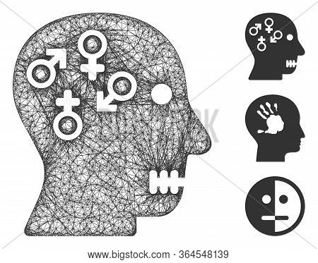 Mesh Psychosexual Disorder Polygonal Web Symbol Vector Illustration. Model Is Based On Psychosexual 