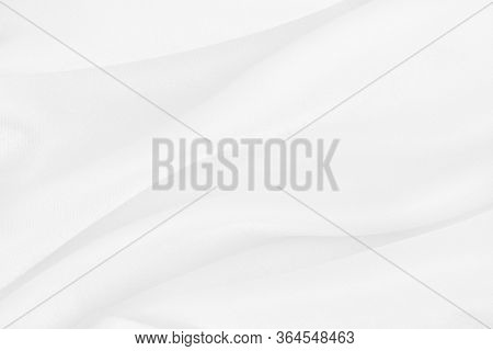 White Fabric Cloth Texture For Background And Design Art Work, Beautiful Crumpled Pattern Of Silk Or