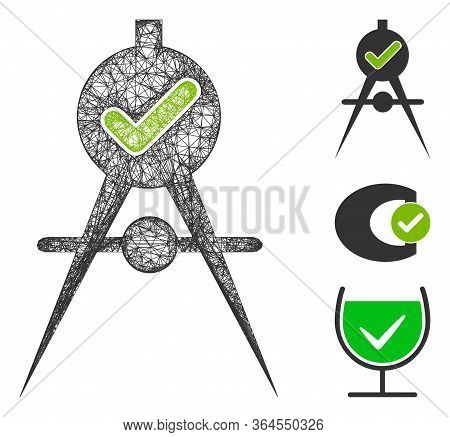 Mesh Quality Confirmation Polygonal Web Icon Vector Illustration. Model Is Based On Quality Confirma