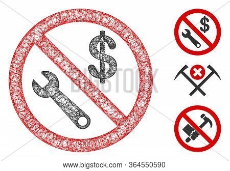 Mesh No Job Polygonal Web Icon Vector Illustration. Carcass Model Is Based On No Job Flat Icon. Tria