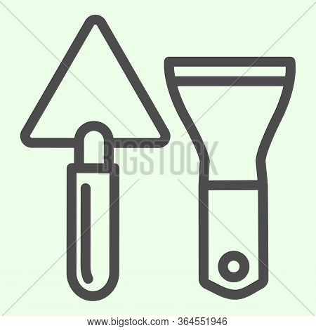 Building Spatula Line Icon. Trowel And Putty Knife Or Scraper Outline Style Pictogram On White Backg