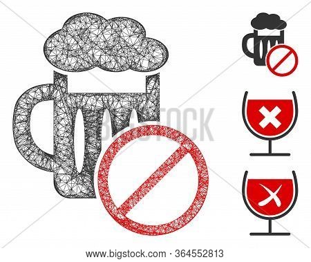 Mesh No Beer Drinking Polygonal Web Icon Vector Illustration. Abstraction Is Based On No Beer Drinki