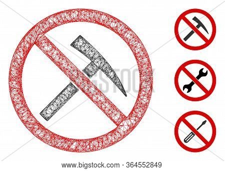 Mesh No Mining Tools Polygonal Web Icon Vector Illustration. Carcass Model Is Based On No Mining Too