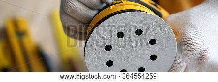Surface Sander Machine, Construction Equipment. Repair And Construction Work Carpenter. Tool For Pol