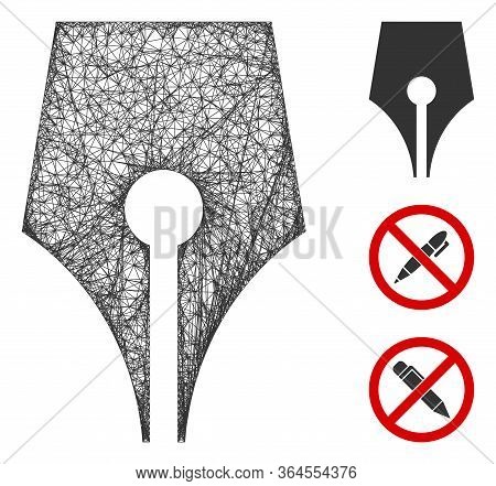 Mesh Poetry Pen Polygonal Web Icon Vector Illustration. Model Is Based On Poetry Pen Flat Icon. Tria
