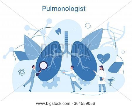 Pulmonologist. Doctor Standing At Big Lungs. Idea Of Health And
