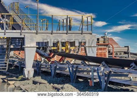 Diamond processing plant conveyor belt where kimberlite is crashed to recover diamonds, Botswana