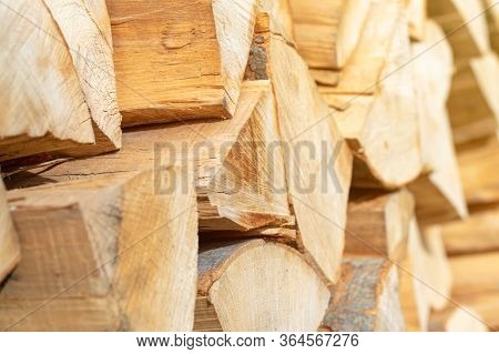 Cut Wood, Firewood For The Winter. Wood Pile.