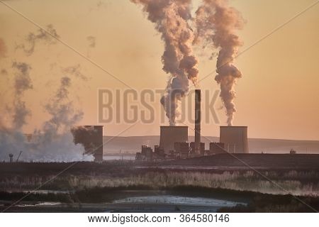Power plant polluting the atmosphere in Visonta, Matra, Hungary