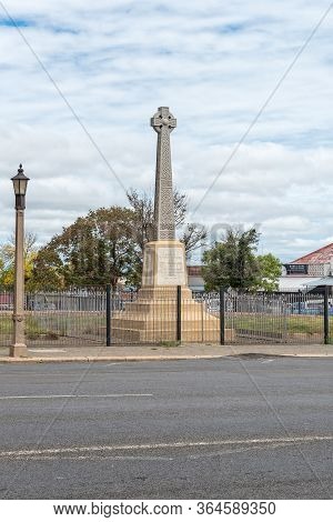 Harrismith, South Africa - March 16, 2020:  A Street Scene, With A Monument Commemorating British So