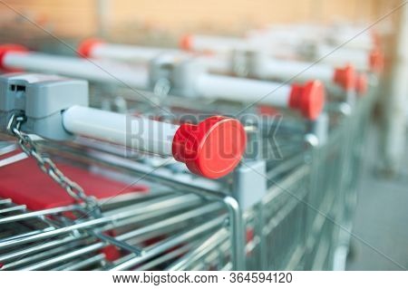 Concept: Row Of Shopping Carts Close Up