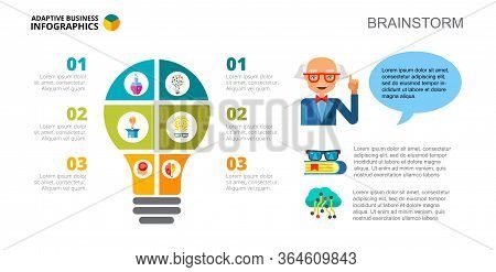 Three Options Brainstorm Process Chart Slide Template. Business Data. Knowledge, Idea, Design. Creat