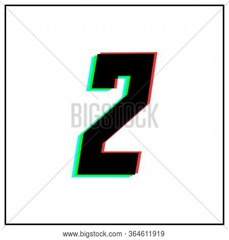 Number 2 Vector Desing Logo.dynamic, Split-color, Shadow Of Number Red, Green, Blue In Black Frame O