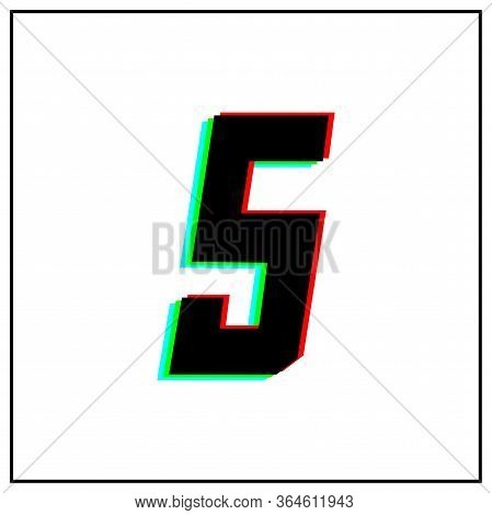 Number 5 Vector Desing Logo.dynamic, Split-color, Shadow Of Number Red, Green, Blue In Black Frame O