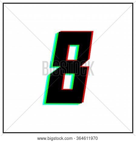 Number 8 Vector Desing Logo.dynamic, Split-color, Shadow Of Number Red, Green, Blue In Black Frame O