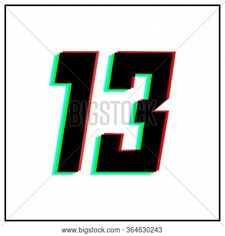 Number 13 Vector Desing Logo.dynamic, Split-color, Shadow Of Number Red, Green, Blue In Black Frame 