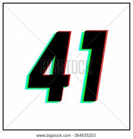 Number 41 Vector Desing Logo.dynamic, Split-color, Shadow Of  Number Red, Green, Blue In Black Frame