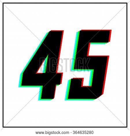 Number 45 Vector Desing Logo.dynamic, Split-color, Shadow Of  Number Red, Green, Blue In Black Frame