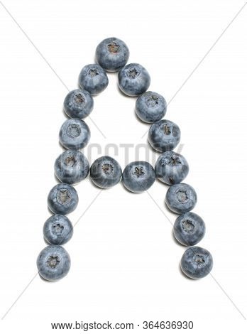 Alphabet Letter A Arranged From Northern Highbush Blueberry Isolated
