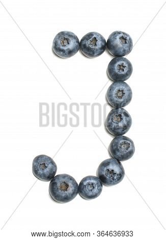 Alphabet Letter J Arranged From Northern Highbush Blueberry Isolated
