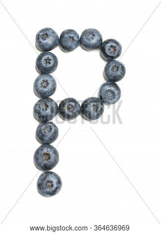 Alphabet Letter P Arranged From Northern Highbush Blueberry Isolated
