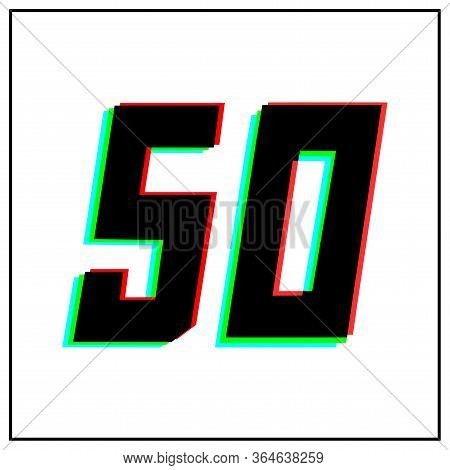 Number 50 Vector Desing Logo.dynamic, Split-color, Shadow Of  Number Red, Green, Blue In Black Frame