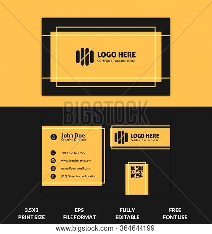 Modern And Corporate Business Card Template, Yellow And Black Color Business Card Template, Ready To
