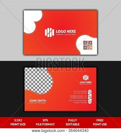 Modern And Corporate Business Card, Yellow And Red Gradient Business Card Template, Ready To Print M