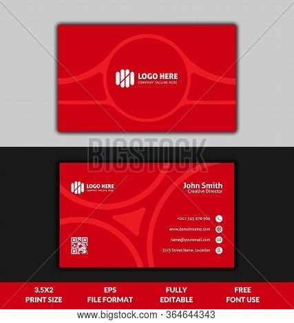 Creative Clean And Corporate Business Card, Red Stripe Color Business Card Template, Ready To Print 