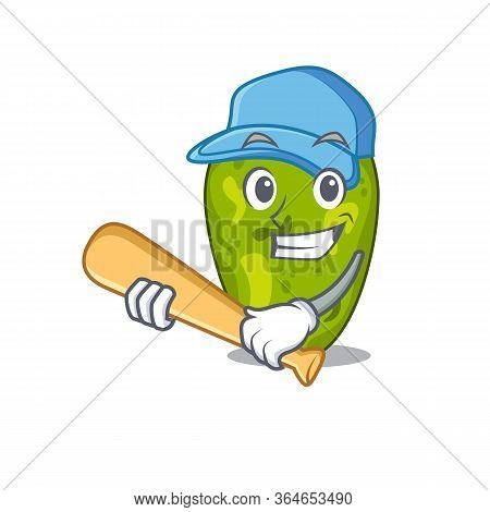 Picture Of Cyanobacteria Cartoon Character Playing Baseball