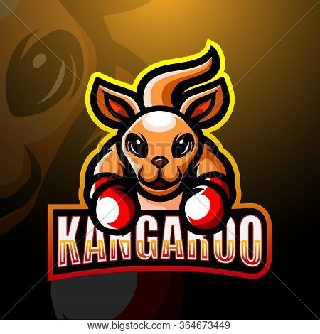 Vector Illustration Of Boxing Kangaroo Mascot Esport Logo Design