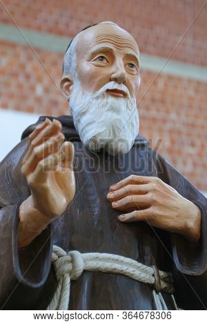 ZAGREB, CROATIA - JULY 27, 2012: Saint Leopold Mandic, statue in the St. Leopold Mandic Parish Church in Dubrava, Zagreb, Croatia