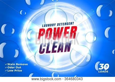Power Clean Laundry Detergent Concept Packaging Banner Template